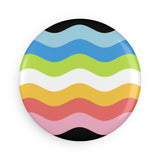Queer Pride Flag Magnet: Ripple Round Button for Fridge