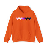 Genderfluid Flag Hearts Hoodie: Pride LGBTQ+ Gradient Design