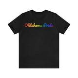 Oklahoma Pride T-Shirt: Flowing Cursive Design with LGBTQ+ Gradient