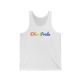 Ohio Pride Tank Top: Flowing Cursive Design with LGBTQ+ Gradient