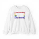 Montana Pride Flag Sweater: Rainbow LGBTQ+ State Silhouette Distressed Sweatshirt