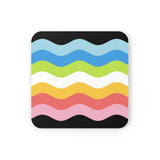 Queer Pride Flag Coaster Set: 4 Corkwood Ripple Drink Coasters