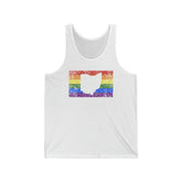 Ohio Pride Flag Tank: Rainbow LGBTQ+ State Silhouette Distressed Tank-Top