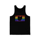 Ohio Pride Flag Tank: Rainbow LGBTQ+ State Silhouette Distressed Tank-Top
