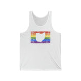 Ohio Pride Flag Tank: Rainbow LGBTQ+ State Silhouette Distressed Tank-Top