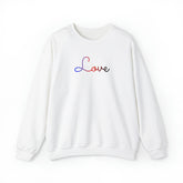 Polyamory Love Script Sweatshirt: Subtly Elegant Pride Sweater