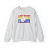 West Virginia Pride Flag Sweater: Rainbow LGBTQ+ State Silhouette Distressed Sweatshirt
