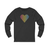 Pansexual Heart Lines Long Sleeve T-Shirt: Pride Gradient Tee