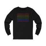 Pennsylvania LGBTQ+ Pride Flag, Faded Black Long Sleeve Tee
