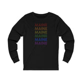 Maine LGBTQ+ Pride Flag, Faded Black Long Sleeve Tee