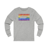Tennessee Pride Flag Long Sleeve Tee: Rainbow LGBTQ+ State Silhouette Distressed Long Sleeve T-Shirt