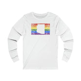 Arizona Pride Flag Long Sleeve Tee: Rainbow LGBTQ+ State Silhouette Distressed Long Sleeve T-Shirt