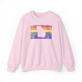 Georgia Pride Flag Sweater: Rainbow LGBTQ+ State Silhouette Distressed Sweatshirt