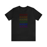 Maine LGBTQ+ Pride Flag, Faded Black T-Shirt