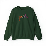 Lesbian Pride Sweater: Flowing Cursive 'Pride' in Gradient Hues