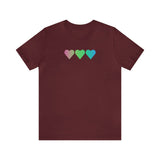 Polysexual Flag Hearts T-Shirt: Pride LGBTQ+ Gradient Design