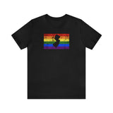 New Jersey Pride Flag Tee: Rainbow LGBTQ+ State Silhouette Distressed Shirt