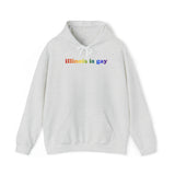 Illinois is Gay Pride Hoodie: LGBTQ+ Flag Gradient Sweatshirt