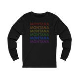 Montana LGBTQ+ Pride Flag, Faded Black Long Sleeve Tee