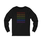 Indiana LGBTQ+ Pride Flag, Faded Black Long Sleeve Tee