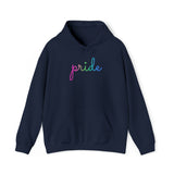 Polysexual Pride Hoodie: Flowing Cursive 'Pride' in Gradient Hues