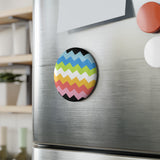 Queer Pride Flag Magnet: Wavey Round Button for Fridge
