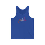 Lesbian Pride Tank-Top: Flowing Cursive 'Pride' in Gradient Hues