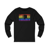 Alaska Pride Flag Long Sleeve Tee: Rainbow LGBTQ+ State Silhouette Distressed Long Sleeve T-Shirt