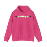 Agender Flag Hearts Hoodie: Pride LGBTQ+ Gradient Design
