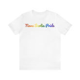 Nova Scotia Pride T-Shirt: Flowing Cursive Design with LGBTQ+ Gradient