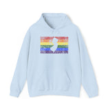 New Jersey Pride Flag Hoodie: Rainbow LGBTQ+ State Silhouette Distressed Hooded Sweatshirt