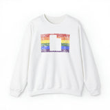 Utah Pride Flag Sweater: Rainbow LGBTQ+ State Silhouette Distressed Sweatshirt
