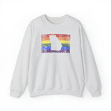 Georgia Pride Flag Sweater: Rainbow LGBTQ+ State Silhouette Distressed Sweatshirt