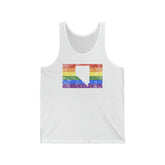 Nevada Pride Flag Tank: Rainbow LGBTQ+ State Silhouette Distressed Tank-Top