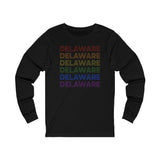 Delaware LGBTQ+ Pride Flag, Faded Black Long Sleeve Tee