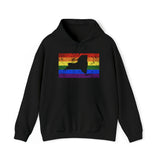 New York Pride Flag Hoodie: Rainbow LGBTQ+ State Silhouette Distressed Hooded Sweatshirt
