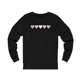 Transgender Flag Hearts Long Sleeve Tee: Pride LGBTQ+ Gradient Design