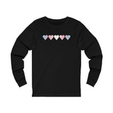 Transgender Flag Hearts Long Sleeve Tee: Pride LGBTQ+ Gradient Design