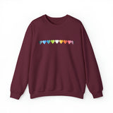Queer Flag Hearts Sweatshirt: Pride LGBTQ+ Gradient Design