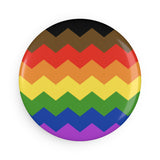 Philadelphia Pride Flag Magnet: Wavey Round Button for Fridge