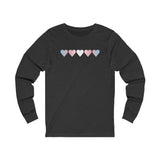 Transgender Flag Hearts Long Sleeve Tee: Pride LGBTQ+ Gradient Design