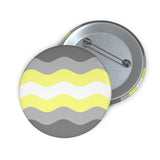 Demigender Pride Flag Pin: Round Button with Wavey Design