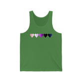 Genderfluid Flag Hearts Tank-Top: Pride LGBTQ+ Gradient Design