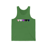 Genderfluid Flag Hearts Tank-Top: Pride LGBTQ+ Gradient Design