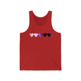 Genderfluid Flag Hearts Tank-Top: Pride LGBTQ+ Gradient Design