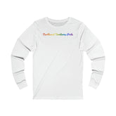 Northwest Territories Pride Long Sleeve Tee: Flowing Cursive Design with LGBTQ+ Gradient