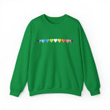 Queer Flag Hearts Sweatshirt: Pride LGBTQ+ Gradient Design