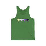 Nonbinary Flag Hearts Tank-Top: Pride LGBTQ+ Gradient Design