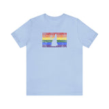 New Hampshire Pride Flag Tee: Rainbow LGBTQ+ State Silhouette Distressed Shirt