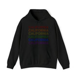 California LGBTQ+ Pride Flag, Faded Black Hoodie